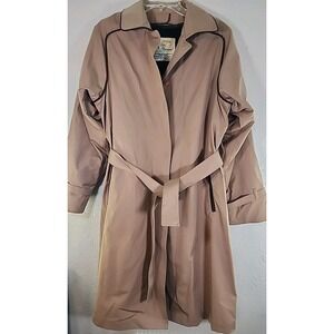 Vintage London Fog Khaki Tan Black Removeable Liner Belted Trench Coat Women 14R